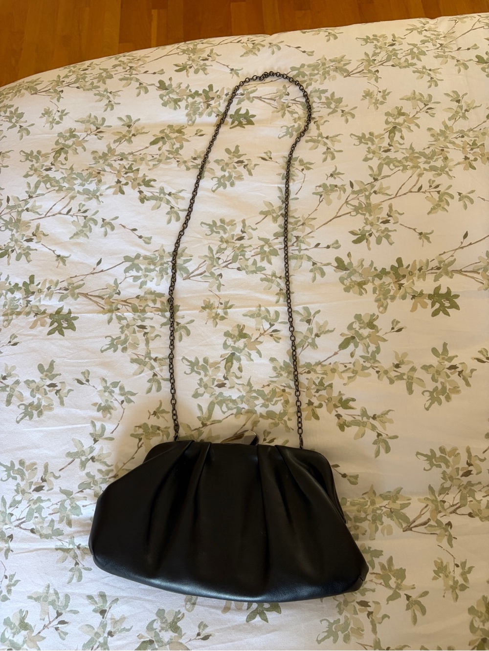 Black Leather Clutch with Chain Strap